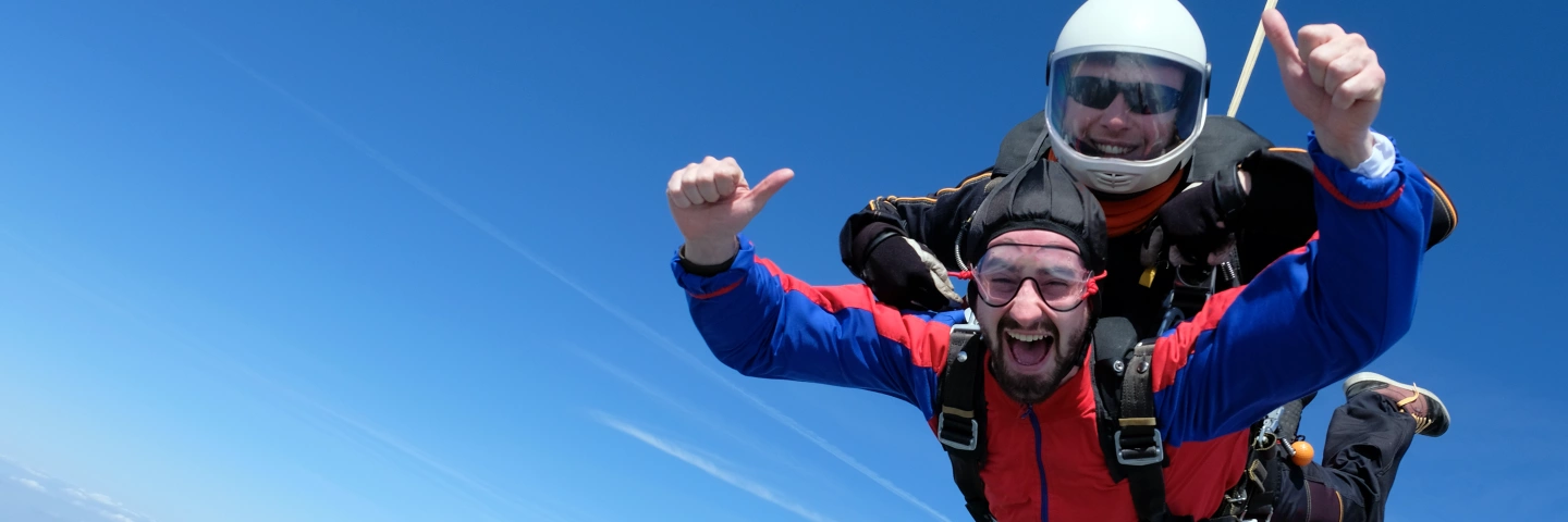 skydiver who might have a hard time getting insurance